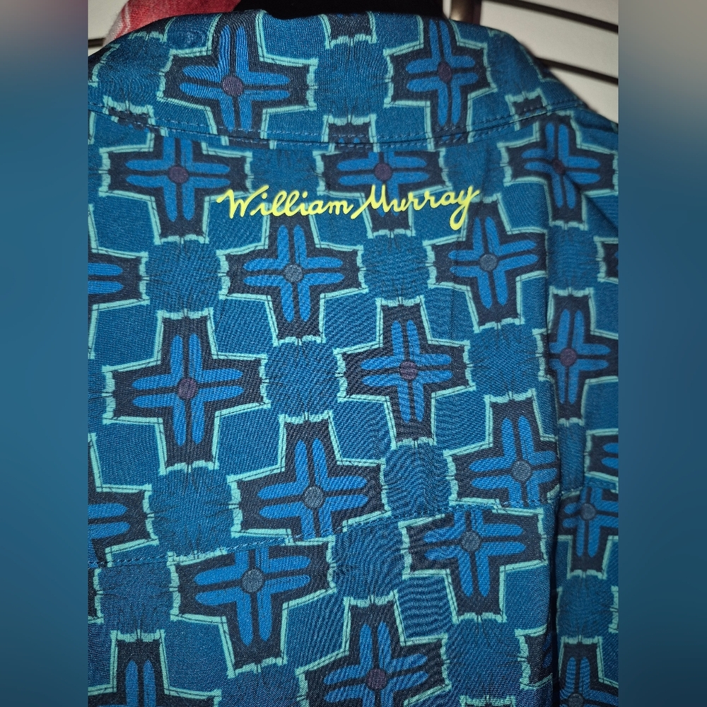 William Murray Blue Geometric Pattern Men's Shirt - image 4